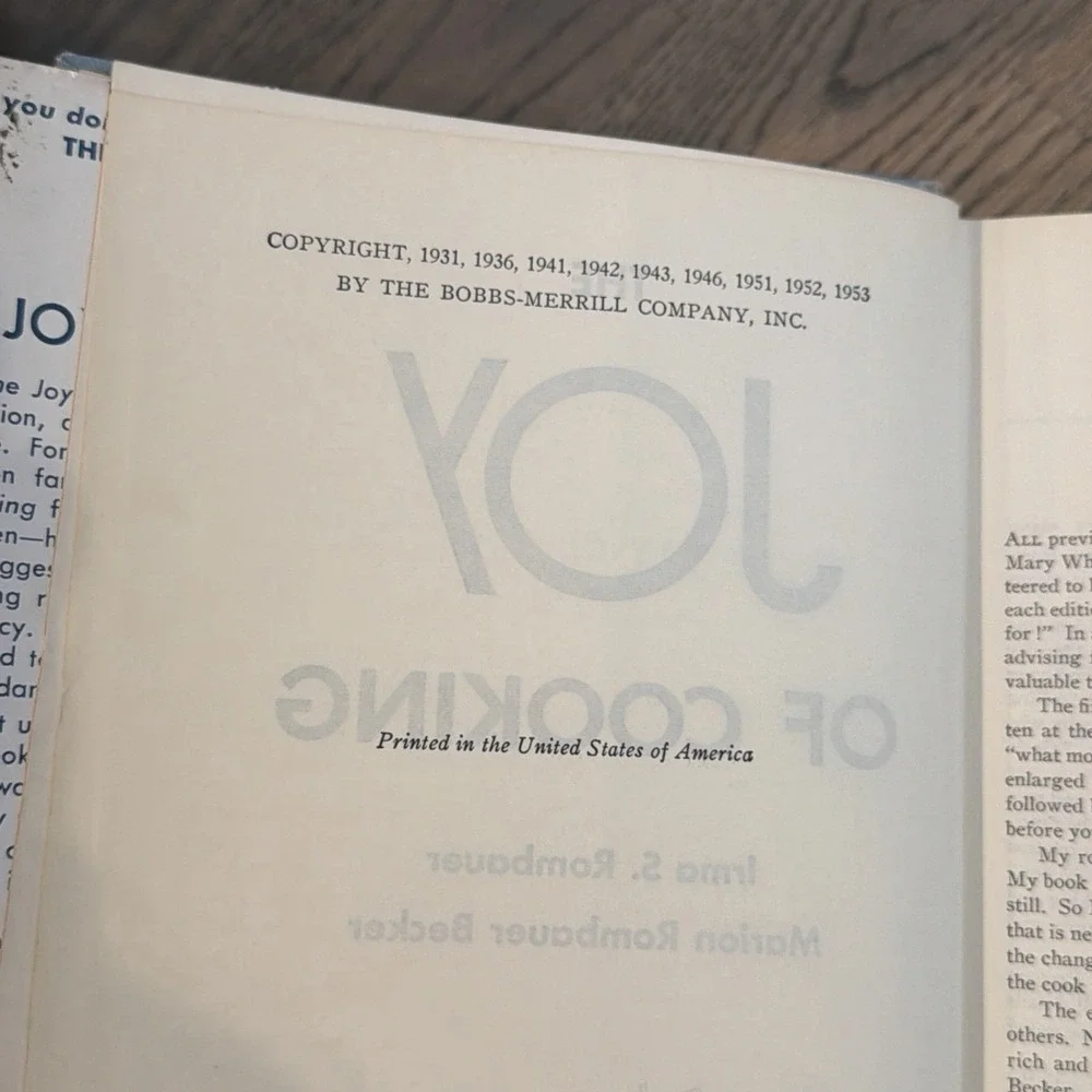 THE JOY OF COOKING Irma S. Rombauer HC/DJ ~ 1931 Edition 1953 Printing + Cover